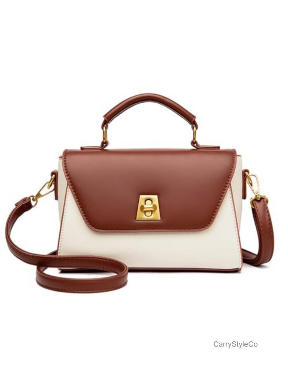 Faux Leather Top-Handle Crossbody Bag Detachable Strap Small Purse